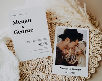 Minimalist Photo Wedding Invitation Template (Digital Download)