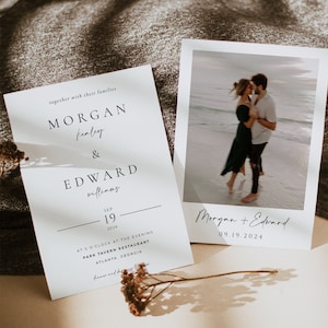 Minimalist Wedding Invitation with Photo, Modern Wedding Invite, Photo Wedding Invitation, Editable Template, Printable, Instant Download