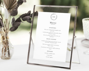 Modello di menu per matrimonio botanico: elegante scrittura moderna (download digitale)