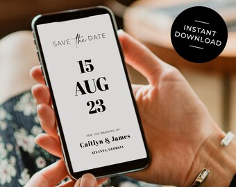 Modern Wedding Save The Date Evite Template (Digital Download)