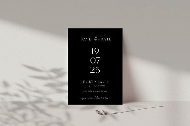 Black Save the Date Template Minimalist Save the Date Modern - Etsy