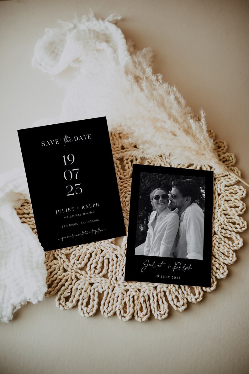 Black Save the Date Template Minimalist Save the Date Modern - Etsy