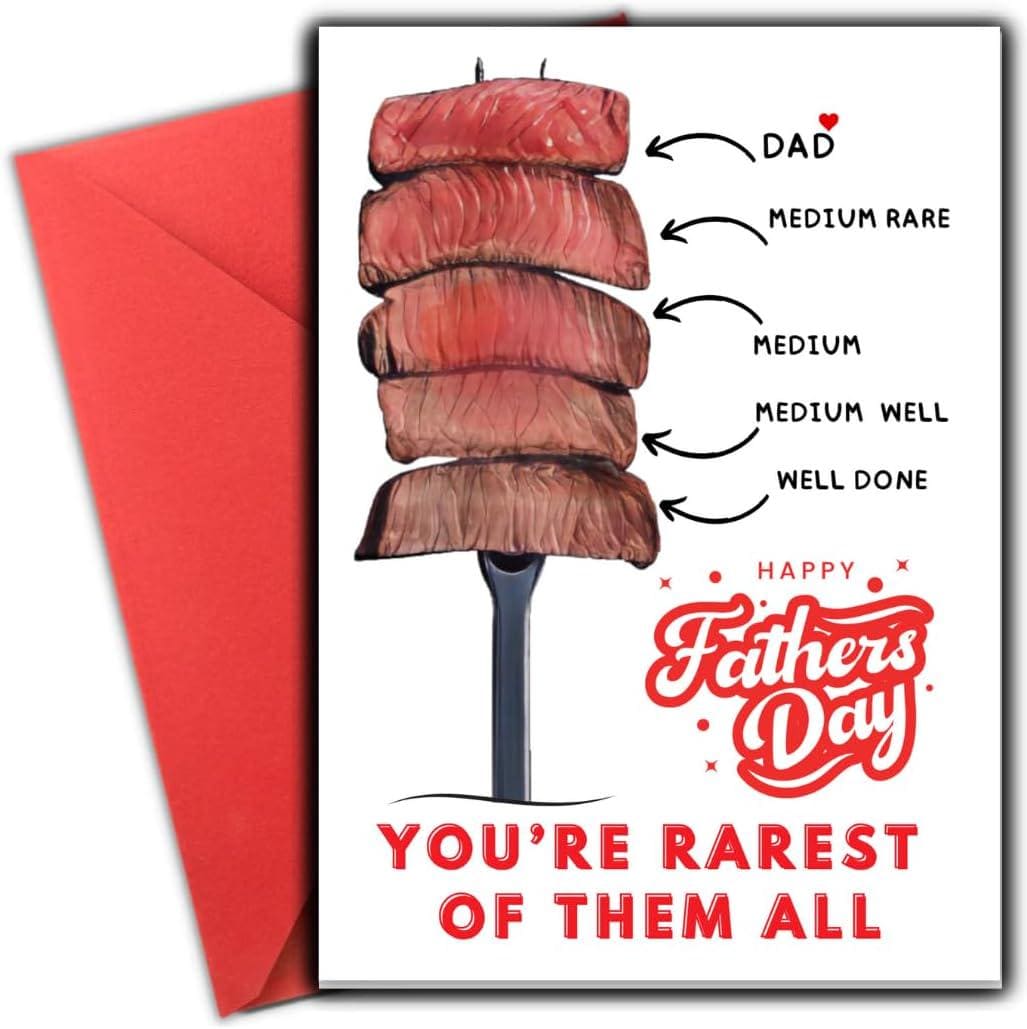 medium rare steak father's day card Greeting Dad Rarest of Them All Father's
