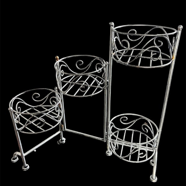 Metal Plant Display Rotational Stand | 4 Tiered Flower Stand | Indoor Outdoor Plant Shelf | Display Rack | Adjustable Angel |