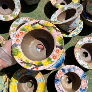 Handmade hand painted Succulent pots with Drainage