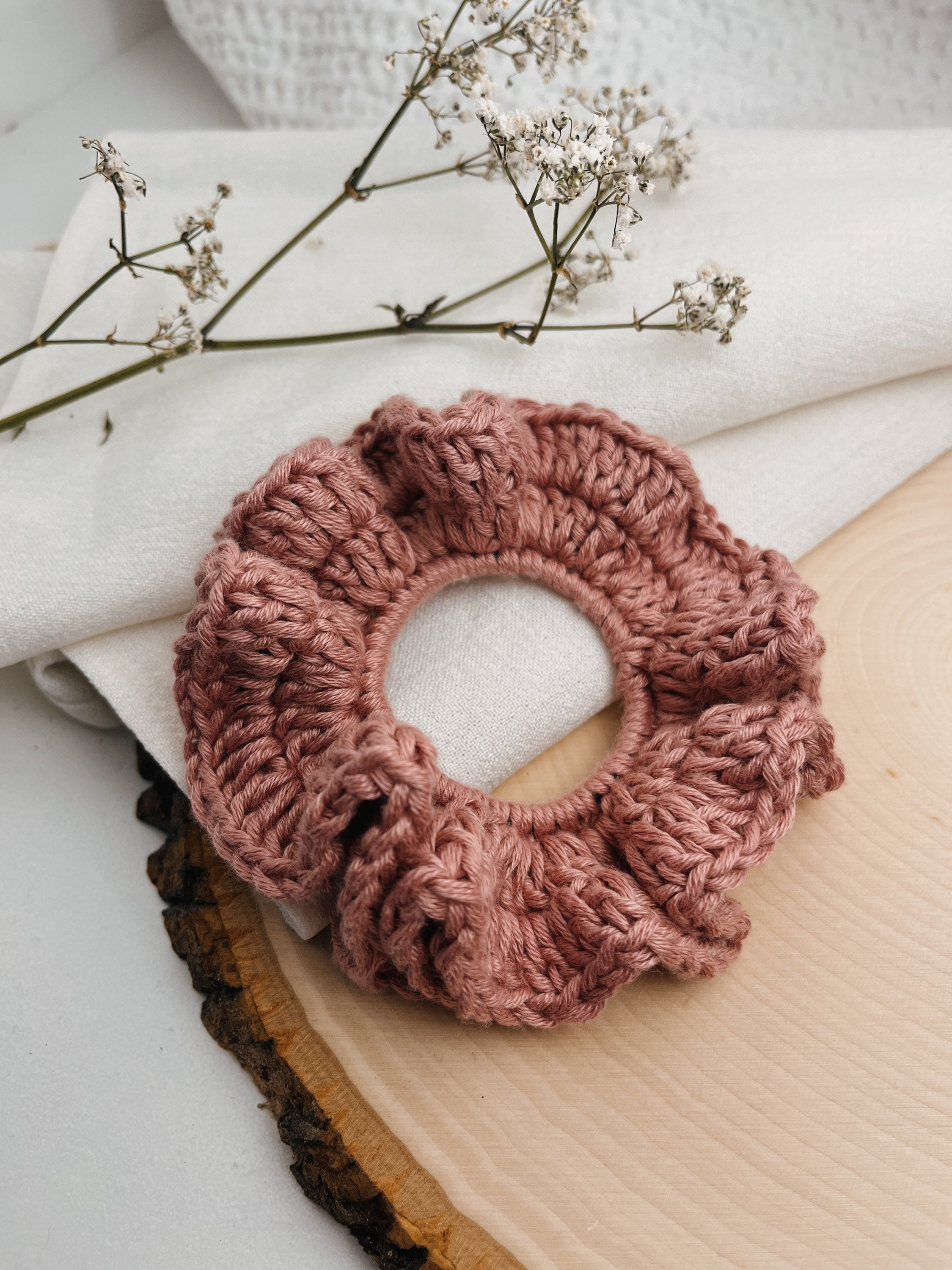 Mauveberry Crochet Scrunchie - Handmade - Ponytail Holder  display picture 1