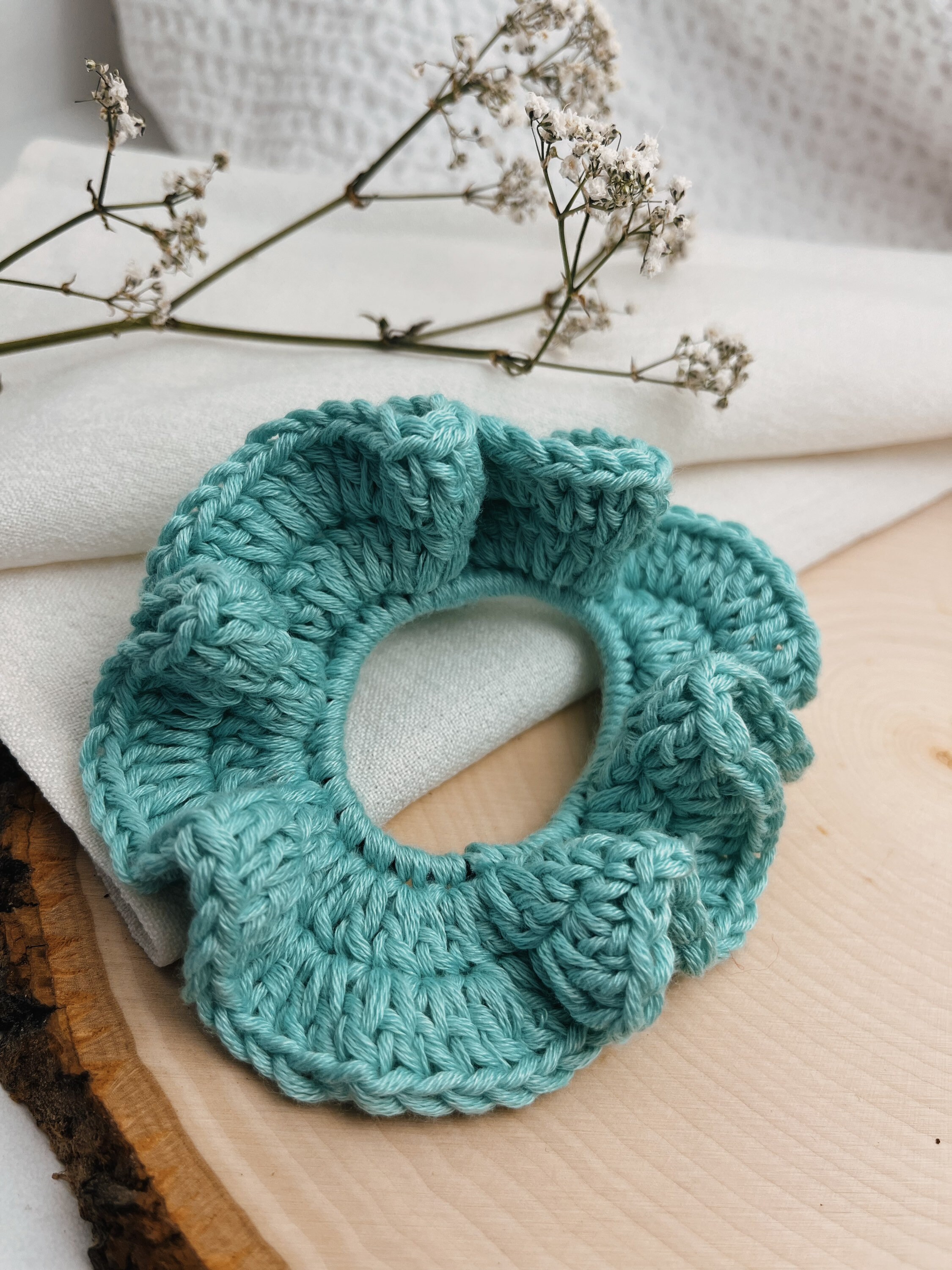 Hair Scrunchies Crochet Women\'s With Pony Beads Size XL Crochet Beaded Hair Scrunchie: Boho Ponytail Holder - Etsy main image 4
