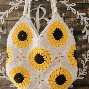 Crochet Sunflower Market Bag