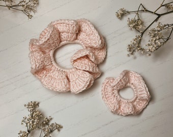 Matching Mom and Daughter Scrunchies! Pinkberry Crochet Scrunchie - Handmade - Ponytail Holder - Hair Tie for Mom and Daughter! matching!