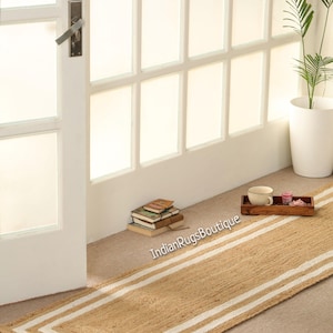 Natural Jute Runner Rug, Bohemian Jute Rug, Jute Runner Rug, Natural Fiber Runner Rug, Jute Braided Rug, Boho Decor Rug, Custom Size Runner