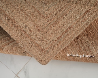 Handmade Braided Jute Area Rug, Bohemian Eco Friendly Rug, Custom Size