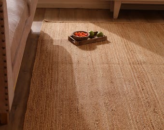 Handmade Braided Jute Rug: Bohemian Decor, Custom Size