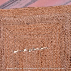 Indian Handmade Solid Natural Jute Braided Rug, Custom Size Livingroom Rug, Warm Vintage Rug Rectangle Jute Carpet Turkish Boho Rug