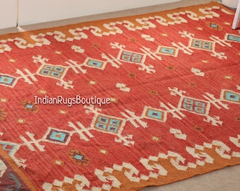 Wool Jute Kilim Rug, Handmade, Kilim Dhurrie Rug, Traditional, Turkish Handwoven, Vintage kilim Rug, Indian/WOOL JUTE RUGS