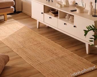 Handwoven Jute Runner Rug, Eco Friendly, Custom Size