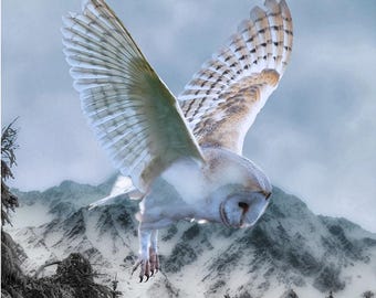 Hoffman Powder Blue Owl Call Of The Wild Fabric Panel