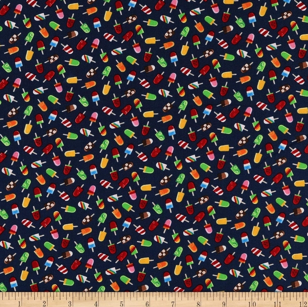 Timeless Treasures Navy Summer Sports Popsicles Fabric by the Yard - Etsy