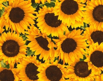 Timeless Treasures Floral Packed Sunflowers Fabric By The Yard
