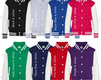 Vibrant Kids Varsity Jacket - Gepersonaliseerd - Ouder kind, Kinderen, Matching, Mode, Populair, Verjaardag, Kerstmis, Cadeau, Mode, Broers en zussen