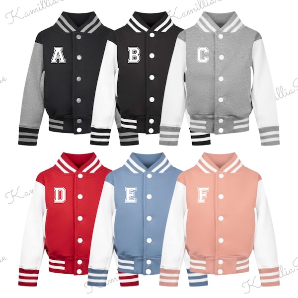 Kinder personalisierte Varsity Jacke - Baby, Kleinkind, Kinder, Matching, Mode, Beliebt, Geburtstag, Weihnachten, Geschenk, Mode