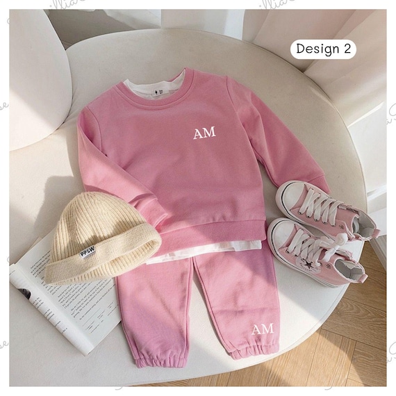 PINK Personalised Two piece Supersoft Tracksuit Sweater Joggers Matching Siblings Toddler Baby Children Unisex Trending Etsy UK