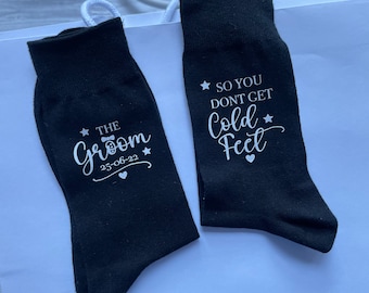 The Groom - So you don’t get cold Feet | Personalised Groom Socks | Wedding Day | Humorous | Keepsake | Groom Gift | Special | Handmade