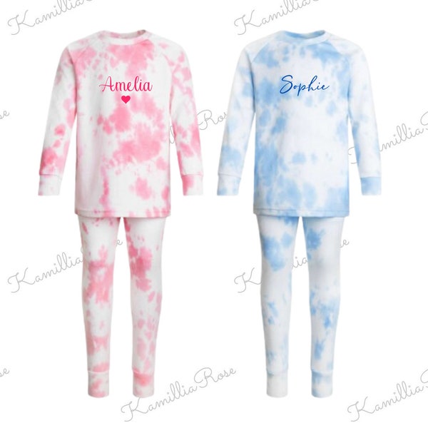 Tie-Dye Lounge Sets - Personalised Loungewear, Matching, Family, Toddler, Baby, Children, Unisex, Customised, Name, Initials