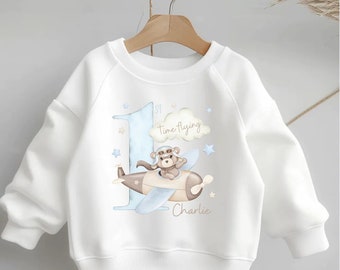 Boys “First Time Flying” - Sweatshirt Jumper, Fashion, Trending, Spring, Summer, Children’s Sweater, Jumper, Gift.