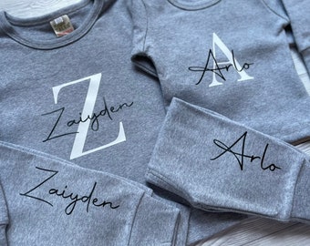 Kids Personalised Lounge Sets | Loungewear | Matching | Family | Toddler | Baby | Children | Unisex | Customised | Letter & Name | Initials