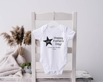 Happy 1st Fathers Day - Baby Sleepsuit/ Babygrow/ Onesie/ Romper | Baby Vest | Personalised | Special | Keepsake | First Fathers Day | Daddy