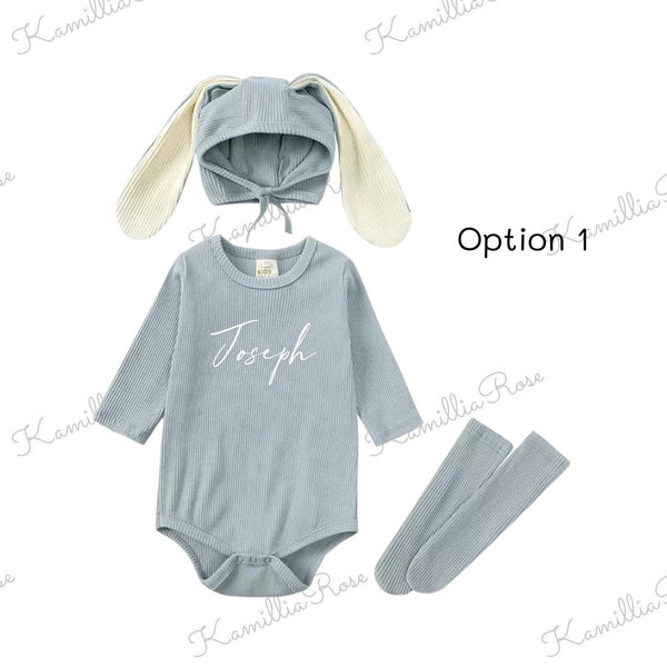 Ensemble de vêtements et d'accessoires bleus pour lapin de Pâques | Bébé | Pâques 2023 | Tout-petit | Lapin instantané | Tendance | Personnalisé | Ensemble | Adorable