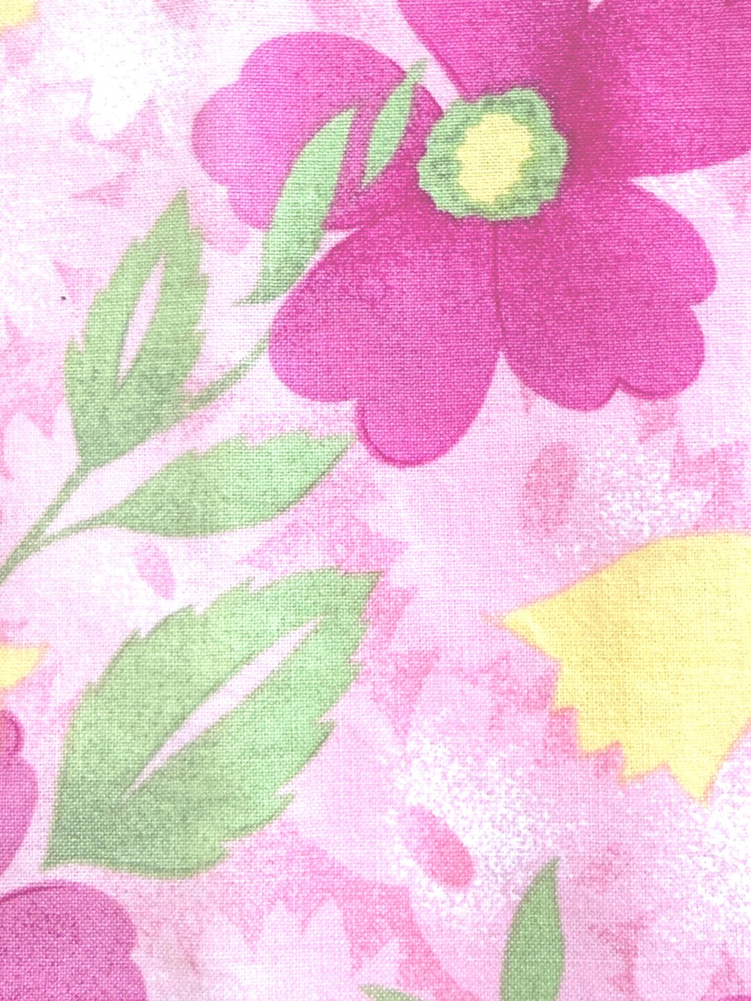 Pink and Yellow Floral Print Cotton Fabric - 1 Yard - Etsy