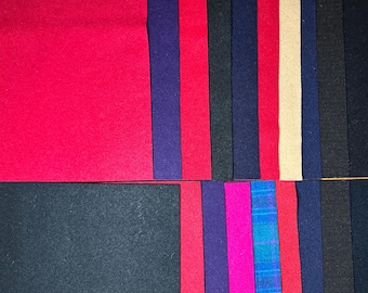19 Patchwork Wool Precut 10" Squares ~ Crafts Upcycle Quilting ~ Mostly Felted