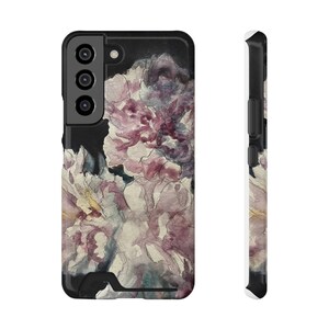 Telefoonhoesje met aquarelbloem en kaarthouder, hoesje voor mobiele telefoon met bloemen, portemonnee met botanische print, kaartsleufhoesje met tuinontwerp, op maat