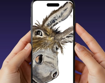 Funda resistente para teléfono con estampado de burro en acuarela, regalo ideal para amantes de los animales de granja.