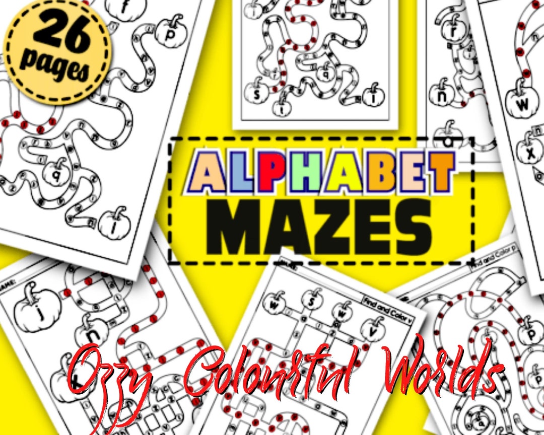 26 Alphabet Mazes for Kidsprintable Worksheetsinstant Etsy