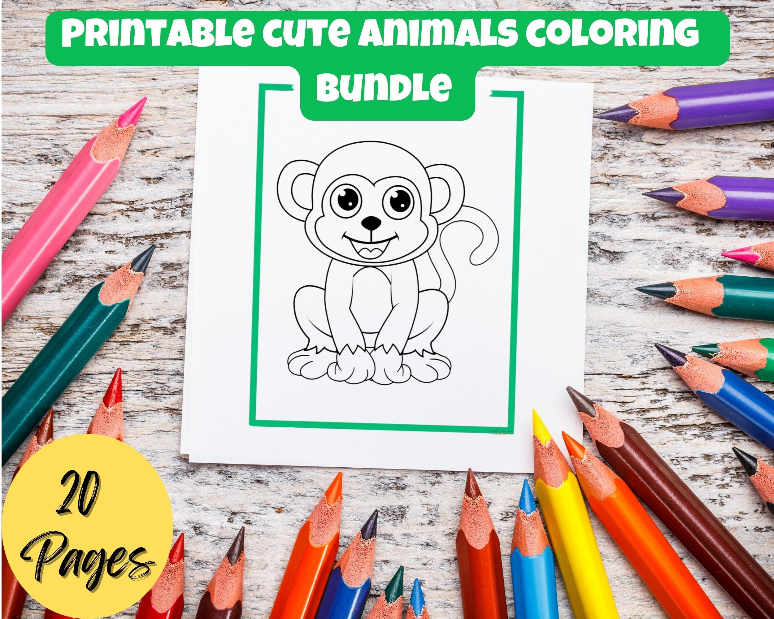 20 Printable Cute Animals Coloring Pages for Kidsdigital - Etsy Australia