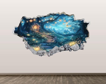 Enchanted Forest Wall Decal - Wall Sticker Magical 3D Wall Art Kids Room Decor Vinyl Home Poster Print Peel and Stick