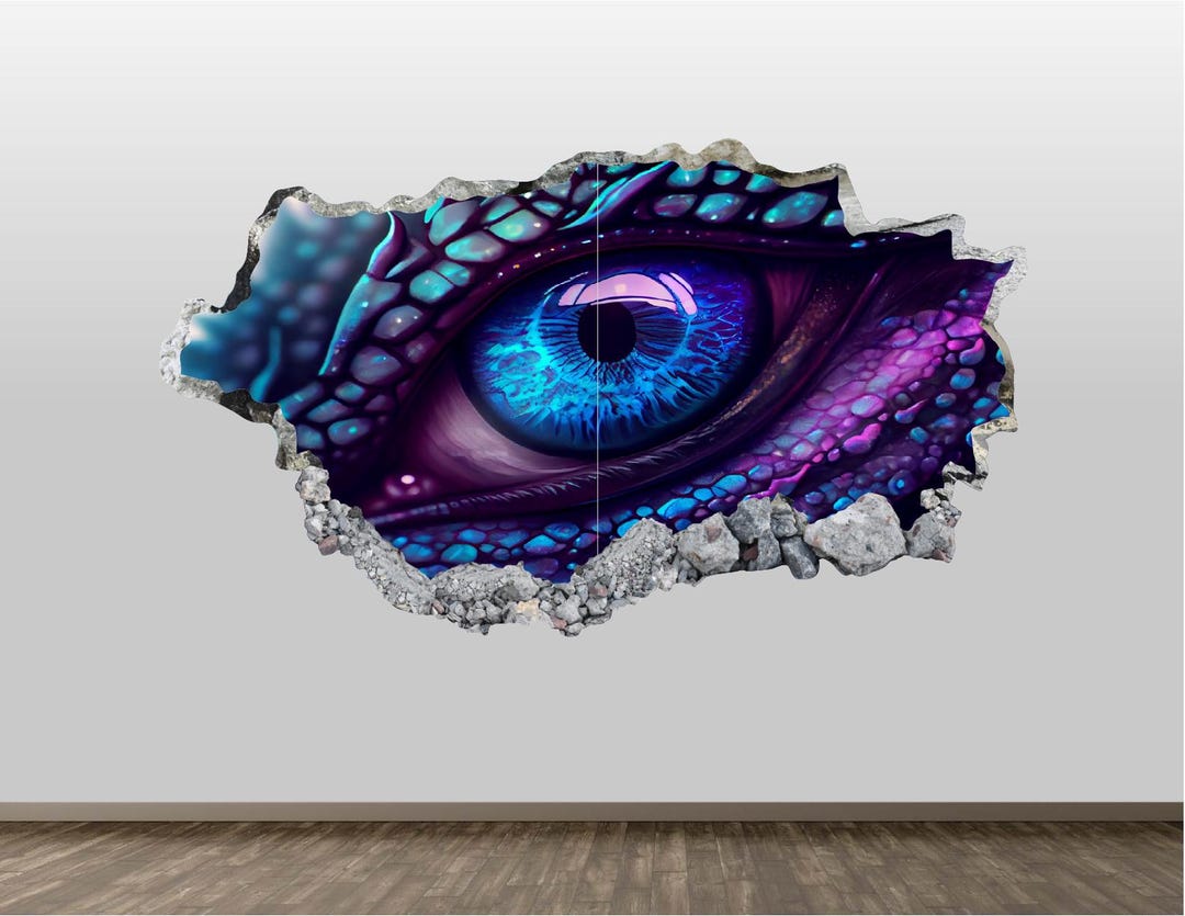 Dragon Eye Wall Decal - Wall Sticker Magical Dragon Smashed Wall Art ...