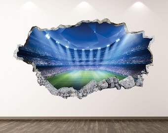 Väggdekaler för fotbollsarena - Väggdekaler för sportfotboll, krossad väggkonst för barn, vinyl, heminredning, affischtryck, personlig present, skalbar och självhäftande