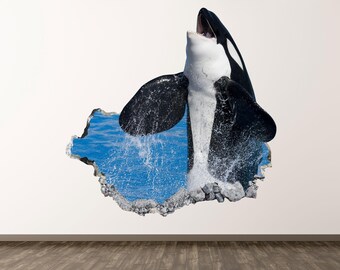 Väggdekal Späckhuggare - Väggdekal Djur Orkhästare 3D Krossad Väggkonst Barnrumsdekor Vinyl Hemmaposter Tryck Anpassad Gåva