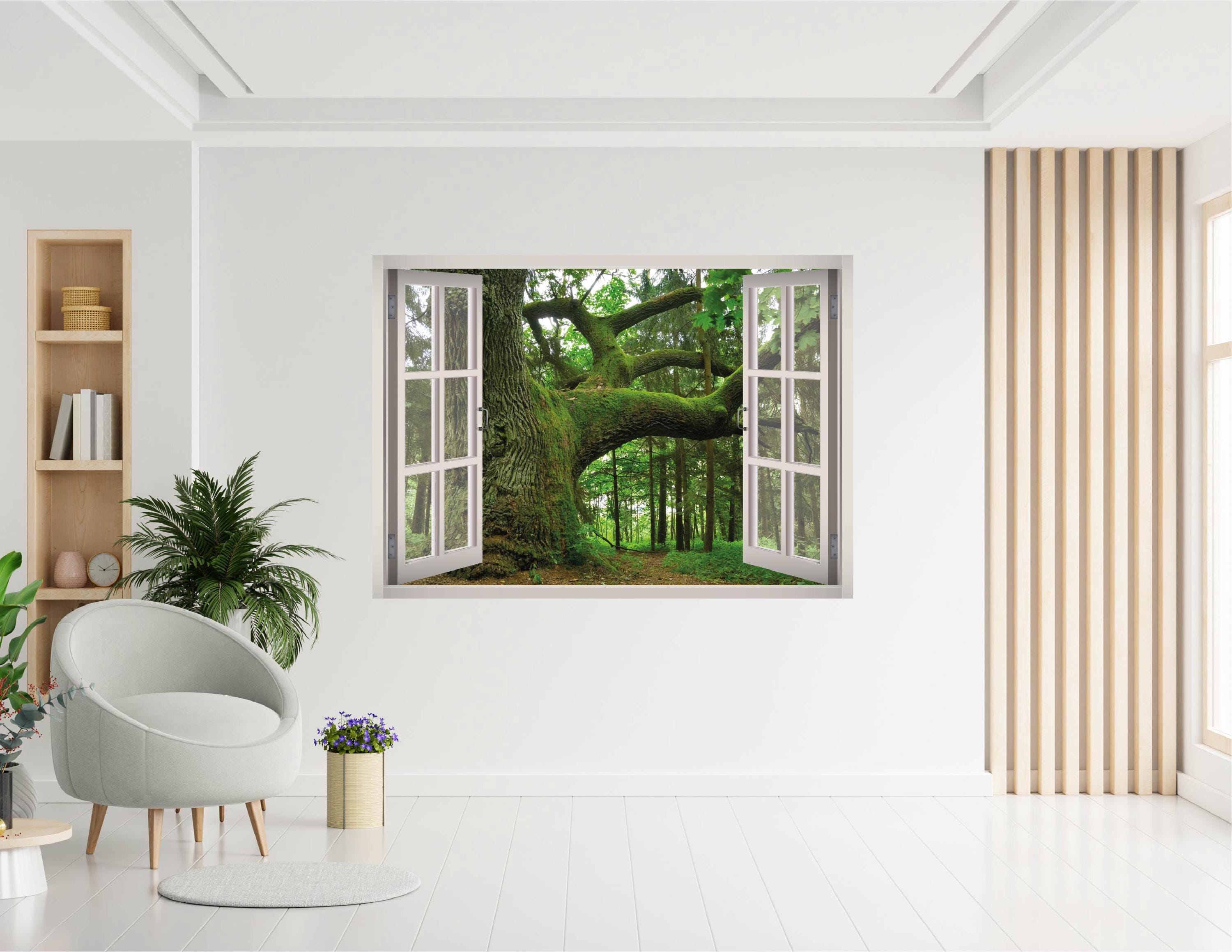 Forest Trees Wall Decal - 3D Window Wall Sticker Woodland View Wall Art ...