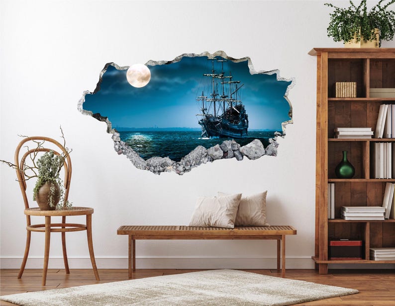 Pirate Ship Wall Decal - Wall Sticker Pirates Smashed Wall Art Kids ...