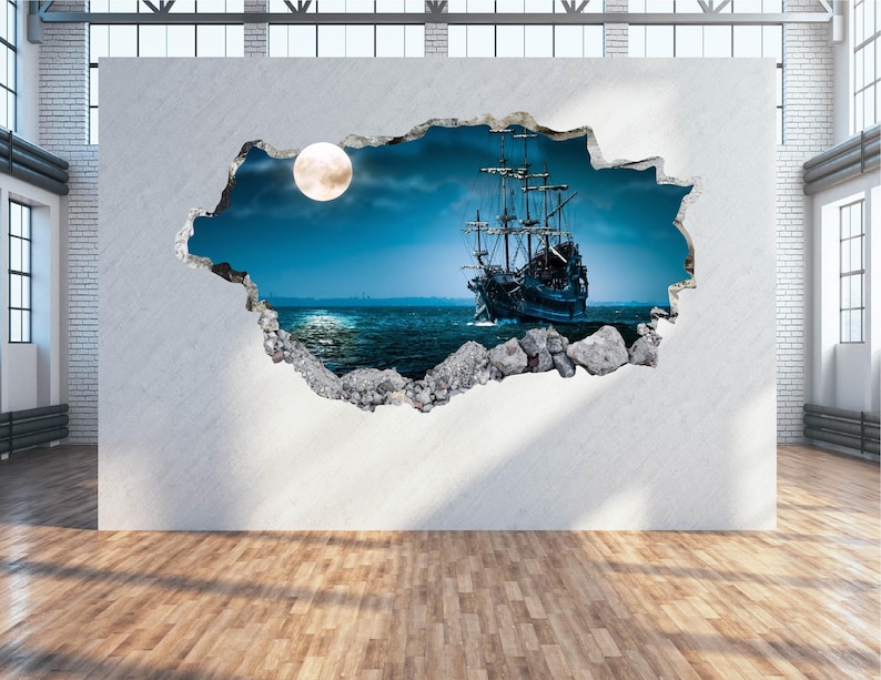 Pirate Ship Wall Decal - Wall Sticker Pirates Smashed Wall Art Kids ...