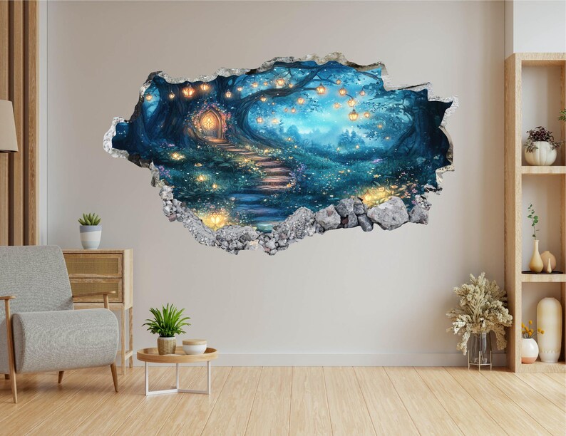 Enchanted Forest Wall Decal - Wall Sticker Magical 3D Wall Art Kids ...