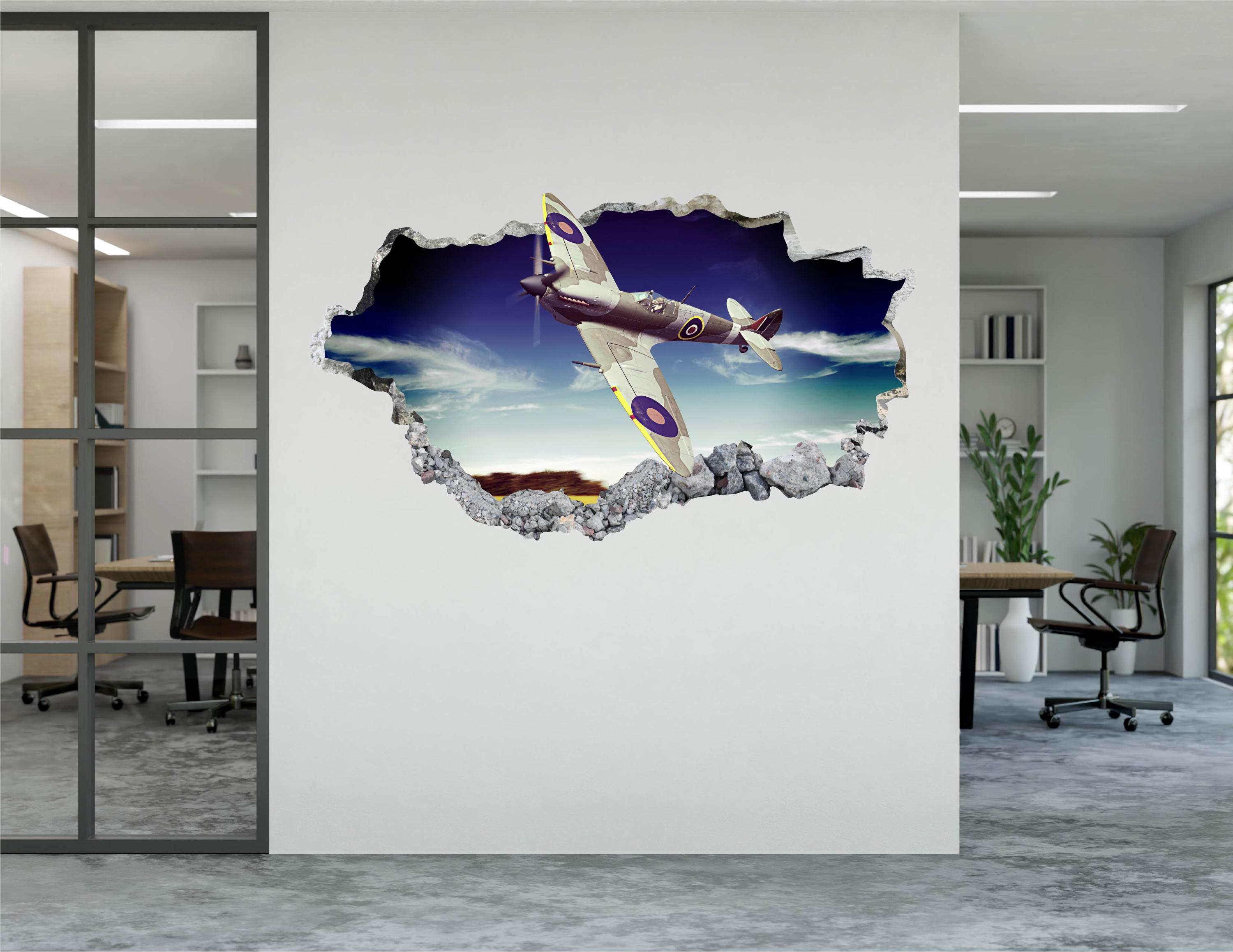 World War Airplane Wall Decal - Wall Sticker Old War Aircraft Smashed ...