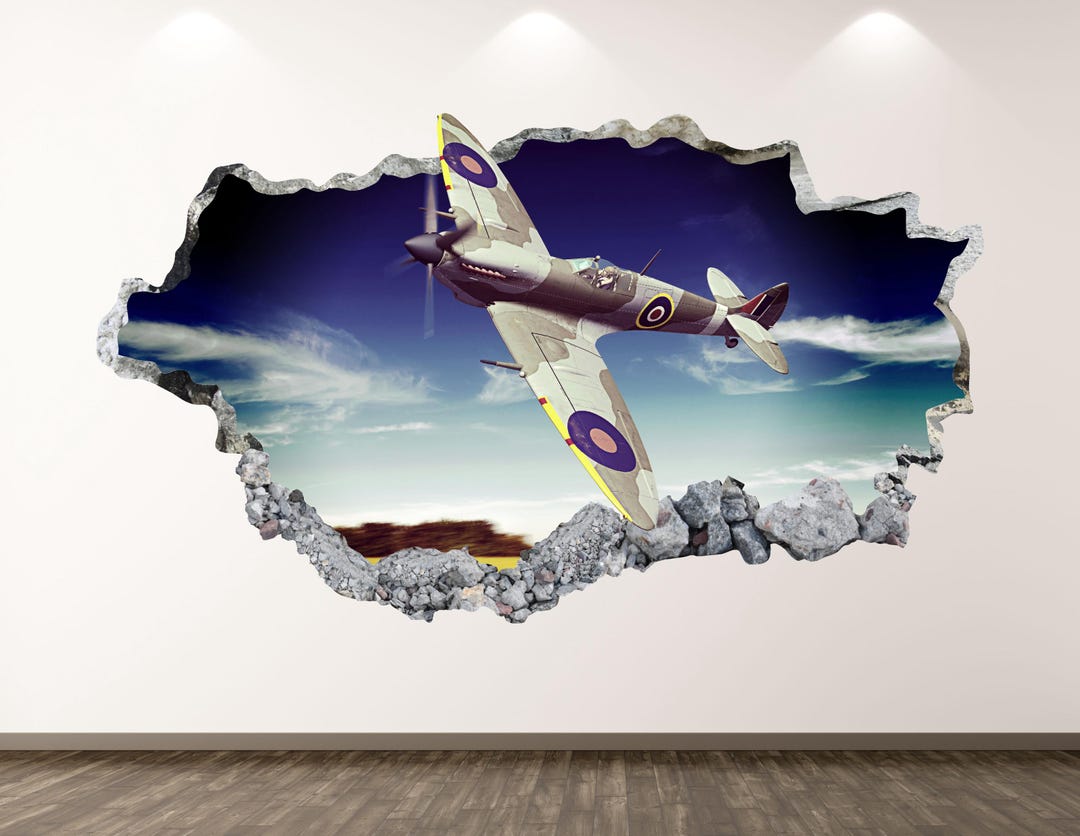 World War Airplane Wall Decal - Wall Sticker Old War Aircraft Smashed ...