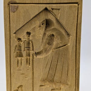 Vintage German Springerle Mold Hand Carved Wood Cookie Mold Folk Art European