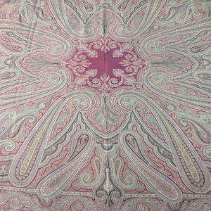 19th Century Jacquard Paisley Shawl: European Wool Throw (68x68 inches)