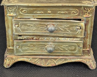 Antique Miniature Metal Dollhouse Commode: Victorian Chest of Drawers